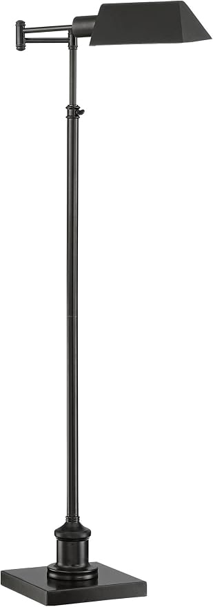 Regency Hill Jenson Industrial Farmhouse Adjustable Swing Arm Pharmacy Lamps Floor Standing with USB Charging Port 54" Tall Dark Bronze Metal Decor for Living Room Reading House Bedroom Home Office