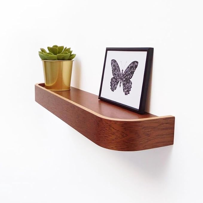 Floating Shelf: Mid Century Modern Wall Decor Wood Picture Ledge Shelf