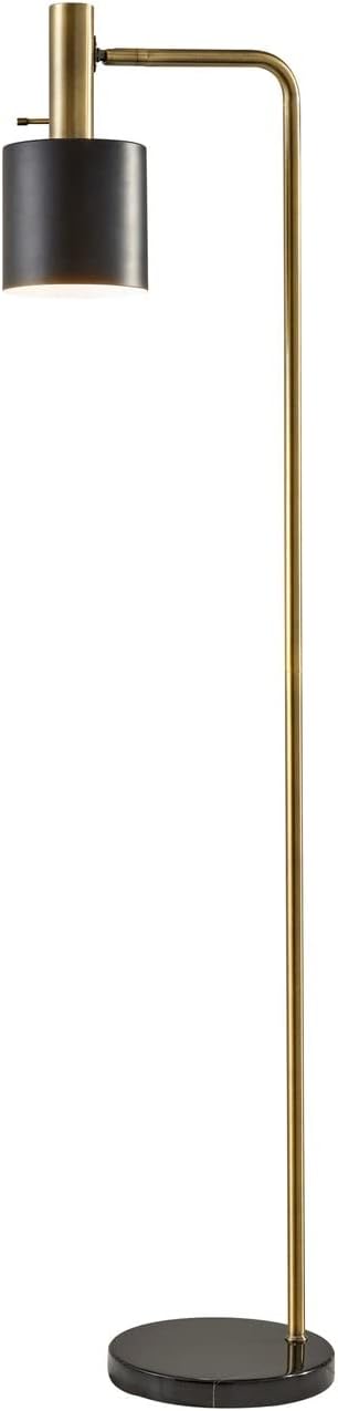 Adesso 3159-01 Emmett Floor Lamp, 61 in., 60W, Antique Brass & Black, 1 Table Lamp