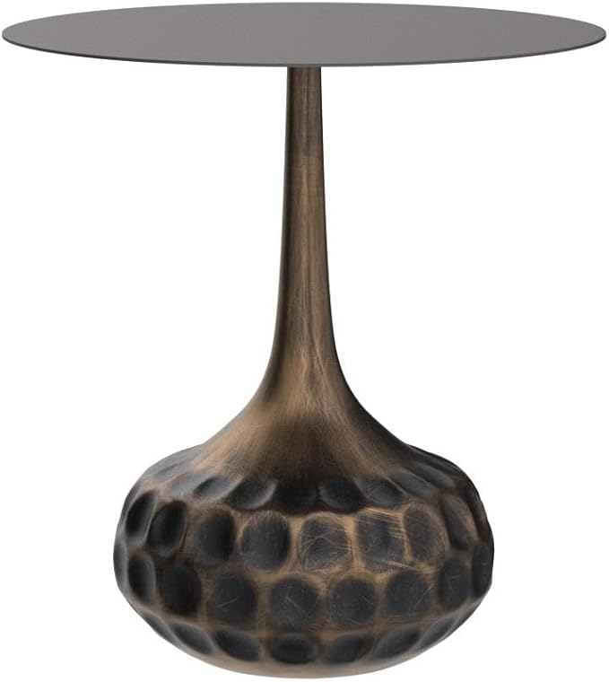 End Table, Modern Coffee Table, Iron Decorative Pedestal Metal Accent Table for Living Room/Bedroom/Balcony/Office/Indoor/Outdoor