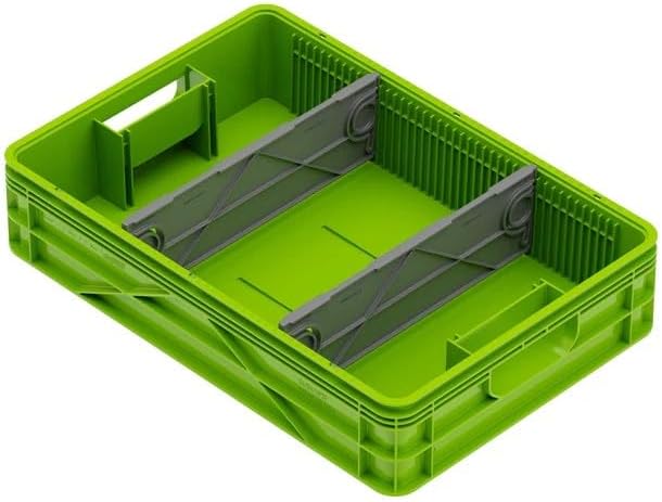 SIDIO Quarter Crate 4 Pack of Stackable Storage Bins - Organizer Bins with Dividers for Garage Organization, Home Storage - Heavy Duty Plastic Containers - 19.16” x 12.75”x 4.57” (Slime)
