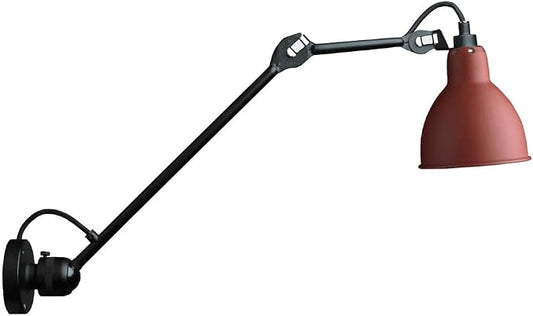 Adjustable Swing Arm Sconce Light Retro Metal Lamp Vintage Industrial Lantern for Kitchen, Living Room, Bedroom,White-Medium arm (Red Long arm)
