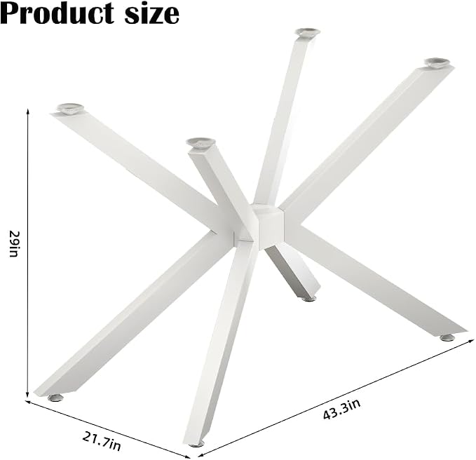 Modern Table Base 29" Metal Dining Table Legs with Suction Cups, Desk Base for Marble,Glass,Wood Top, Furniture Legs for Coffee Table, Home,Kitchen, Office (White)