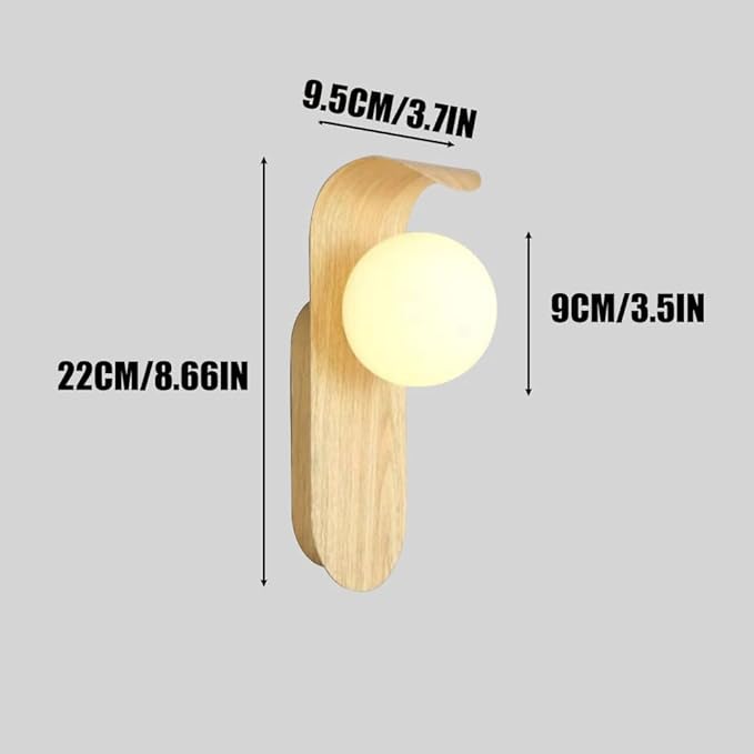 Mid Century Wall Sconce Walnut Texture Glass Globe Wall Lighting Wood Industrial Farmhouse Wall Light Bedside Indoor Retro Industrial Wall Mounted Lamp for Living Room Bedroom Bathroom