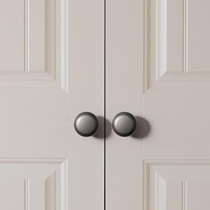 YAGU 5 Pack Round Dark Grey Kitchen Cabinet Knobs Black Nickel Dresser Drawer Pulls Zinc Alloy Hardware for Bathroom Cupboard Closet