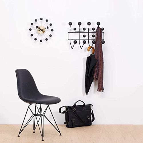 SHISEDECO Mid Century Retro Design Painted Solid Wood Non Ticking Decorative Modern Silent Wall Clocks for Home, Kitchen, Living Room, Office etc. (Ball Clock in Black)