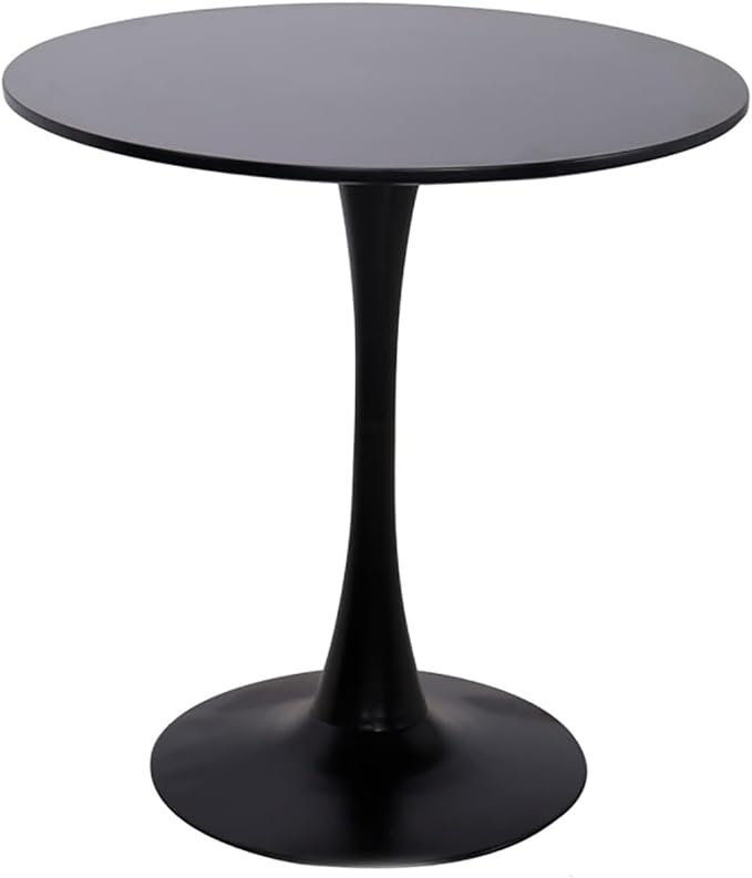 23.6 Inch Black Round Dining Table,Mid-Century Modern Black Tulip Table Kitchen Dining Table with MDF Table Top and Pedestal Base for Home Kitchen 2-4 Person