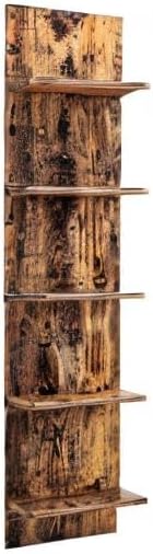 Danya B. Decorative Wall Mount Vertical Shelving Unit – Modern 5-Tier Column Shelves – Pine Grain Finish