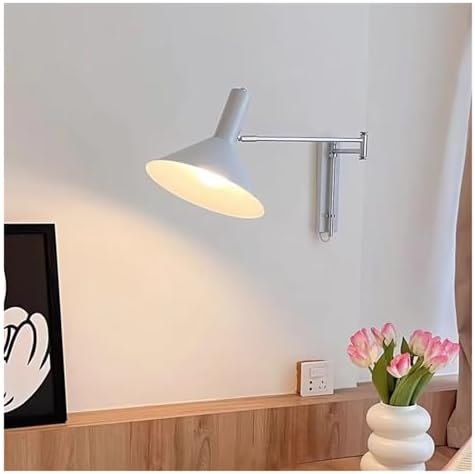 Modern Retro Swing Arm Wall Lamp - Adjustable Long Arm Foldable Bedside Light for Living Room & Bedroom, Stylish Reading Wall Sconce, Industrial Design