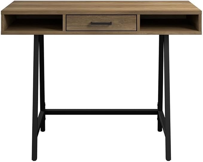 Bush Home Steele 40W Writing Desk in Reclaimed Pine | Compact Computer Table with Storage for Home Office, Study Room, or Entryway