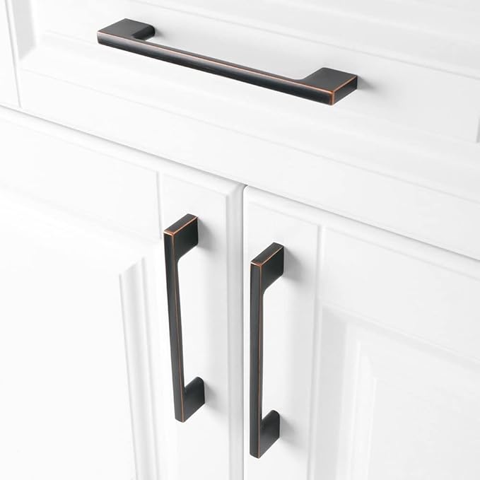 KOOFIZO 10 Pack 5 Inch Wide Foot Cabinet Bar Pulls - Oil Rubbed Bronze Modern Solid Handles for Kitchen Cupboard Door, Bedroom Dresser Drawer, Bathroom Wardrobe Hardware