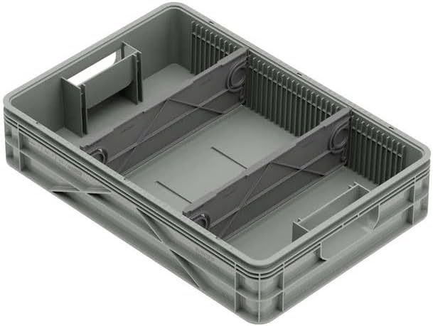 SIDIO Quarter Crate 4 Pack of Stackable Storage Bins - Organizer Bins with Dividers for Garage Organization, Home Storage - Heavy Duty Plastic Containers - 19.16” x 12.75”x 4.57” (Aircraft)