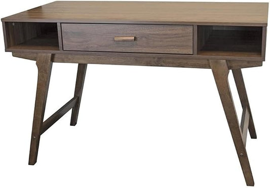 OS Home and Office Model Mid Century One Drawer and Sturdy Legs Desk, Brown