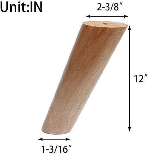Round Solid Wood Furniture Legs Sofa Replacement Legs Perfect for Mid-Century Modern/Great IKEA hack for Sofa, Couch, Bed, Coffee Table (12 Inches,Set of 4, Original Wood Color)