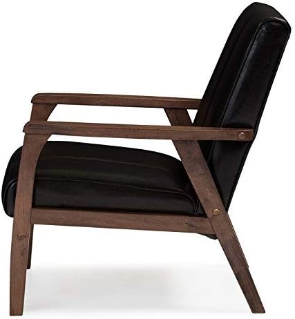 Baxton Studio BBT8011A2-Black Living-Room-Chairs, Medium, Leather, Black