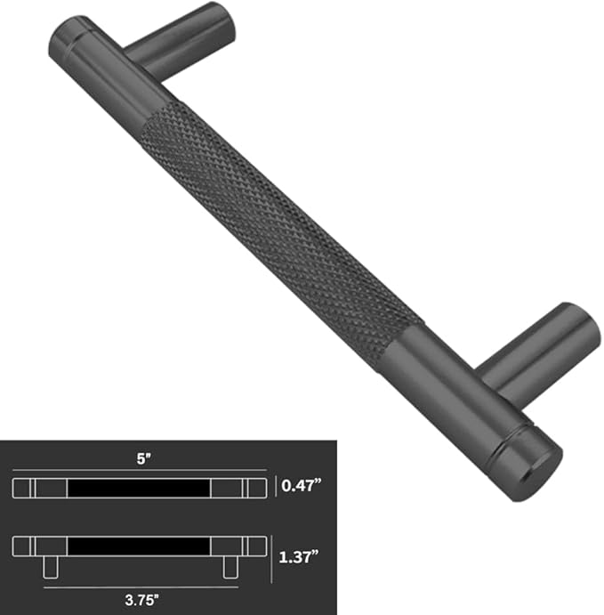12 Pack 3 3/4 Inch 96 mm Black Barrel Cabinet Pulls Cupboard Aluminum Handles Drawer Pull Cabinet Handles