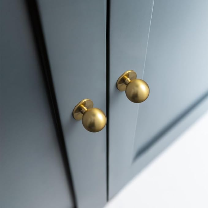Set of 12 -Sleek Round Brushed Gold Cabinet Knobs - Modern and Minimalist Hardware for Stylish Home Enhancement - 1 1/8 Inch Diameter