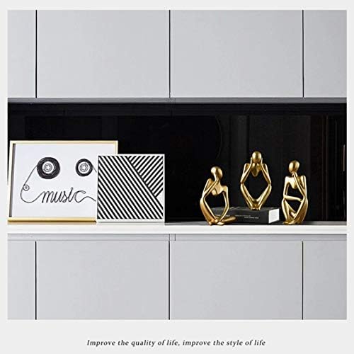 Asng Resin Thinker Style Abstract Sculpture Statue Collectible Figurines Home Office Bookshelf Desktop Decor (Gold,Left, Small)