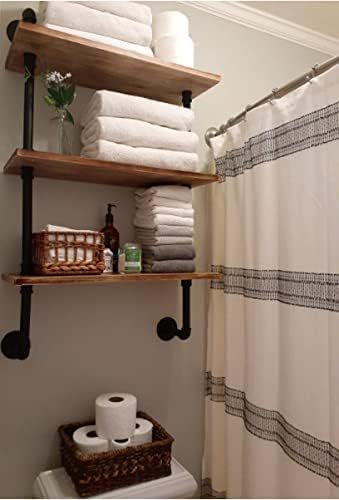 HDDFER Industrial Pipe Shelving Bathroom Shelves Over Toilet 24 Inch,Rustic Wall Shelves,Industrial Floating Shelves for Wall Pipe Shelf Farmhouse Shelf for Kitchen