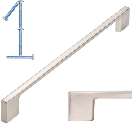 KOOFIZO 1 Pack 8-4/5 Inch Brushed Nickel Kitchen Cabinet Pulls Stain Nickel Cabinet Handles Silver Cabinet Hardware for Kitchen Cabinets Drawer P01 Dresser Cupboard Bedroom Bathroom