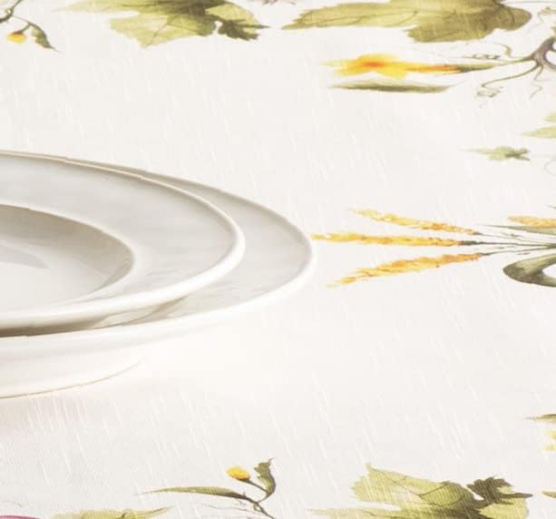 Maison d' Hermine Table Cloth Rectangle Table 100% Cotton 70 x 120 Inches Fall Tablecloth Reusable Everyday Use for Thanksgiving Christmas Decorations Dining Farmhouse (Pumpkin Garden - Cloudy Cream)