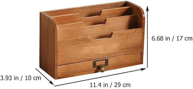 STOBAZA 1pc Desktop Bookshelf Organizer Wooden Sundries Container Storage Rack Multi Design for Home Office Dormitory Convenient Desktop Holder Chocolate Finish