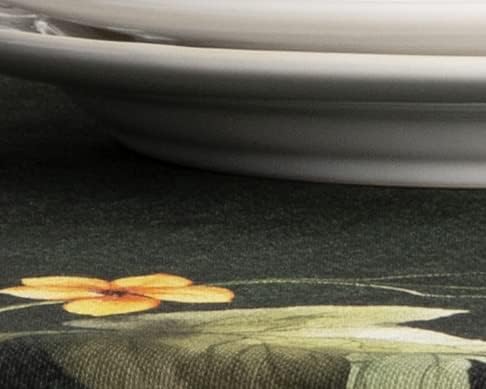 Maison d' Hermine Table Cloth Rectangle Table 100% Cotton 60 x 108 Inches Fall Tablecloth Reusable Everyday Use for Thanksgiving Christmas Decorations Dining Farmhouse (Pumpkin Garden - Dark Green)