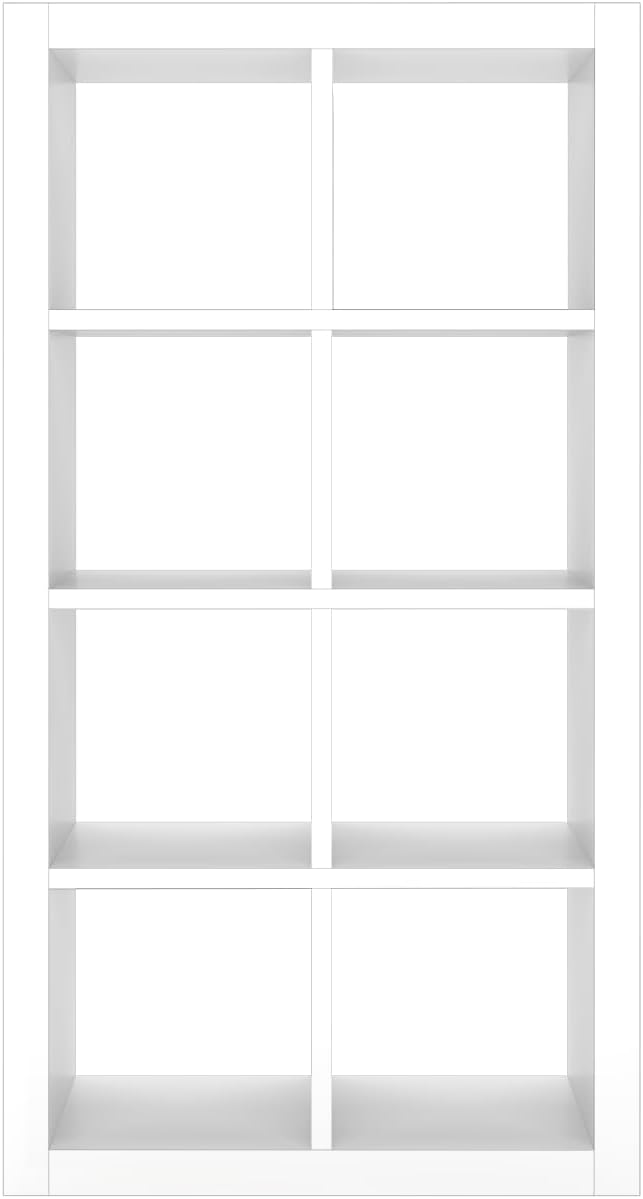 furtble Bookshelf 8-Cube Storage Organizer, Modern Wood Open Bookcase, Multifunctional Display Shelf for Living Room, Bedroom, Home Office, White