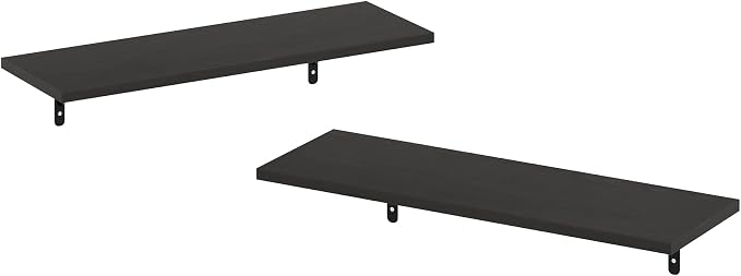 Furinno Rossi Floating Shelves for Wall Set of 2, 23-Inch Wide Rectangular Wall Shelf, Floating Shelf, Wall Mounted Shelves, for Bathroom, Bedroom, Living Room, Dark Espresso