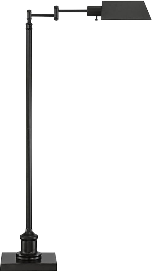 Regency Hill Jenson Industrial Farmhouse Adjustable Swing Arm Pharmacy Lamps Floor Standing with USB Charging Port 54" Tall Dark Bronze Metal Decor for Living Room Reading House Bedroom Home Office
