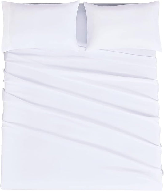 Mejoroom King Size Sheet Set - Hotel Luxury 1800 Bedding Sheets & Pillowcases - Extra Soft Bed Sheets - 16" Deep Pocket Fitted Sheet, Hypoallergenic, Wrinkle& Breathable - 4 Piece(King,White)