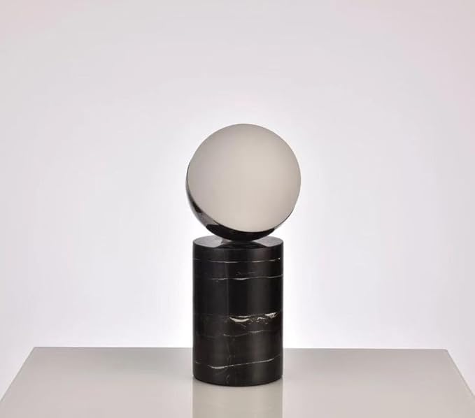 Luminara Glass & Marble Globe Table Lamp | Modern Table Lamp for Living Room, Bedroom & Office | Elegant Marble Base & Glass Globe Shade | Stylish Decorative Lighting