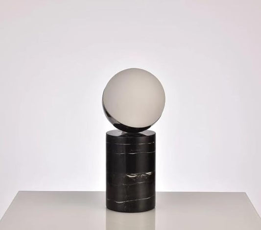 Luminara Glass & Marble Globe Table Lamp | Modern Table Lamp for Living Room, Bedroom & Office | Elegant Marble Base & Glass Globe Shade | Stylish Decorative Lighting