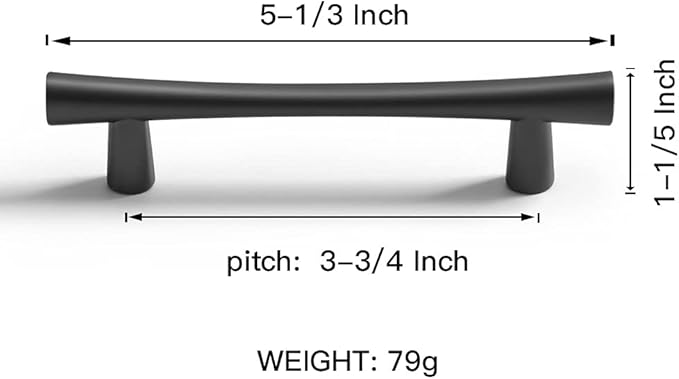 YAGU 5 Pack Black Nickel Cabinet Handles, 3-3/4 Inch (96mm) Hole Center, Kitchen Drawer Pulls Zinc Alloy Furniture Dark Gray Hardware for Cupboard Dresser Wardrobe Closet