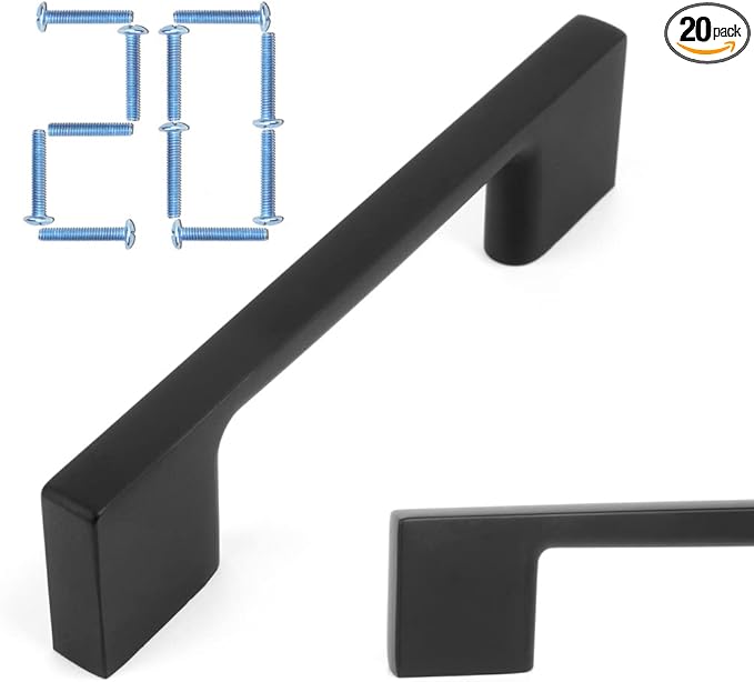 KOOFIZO 20 Pack 5 Inch Matte Black Kitchen Cabinet Pulls Black Cabinet Handles Black Cabinet Hardware for Kitchen Cabinets Drawer P01 Dresser Cupboard Bedroom Bathroom