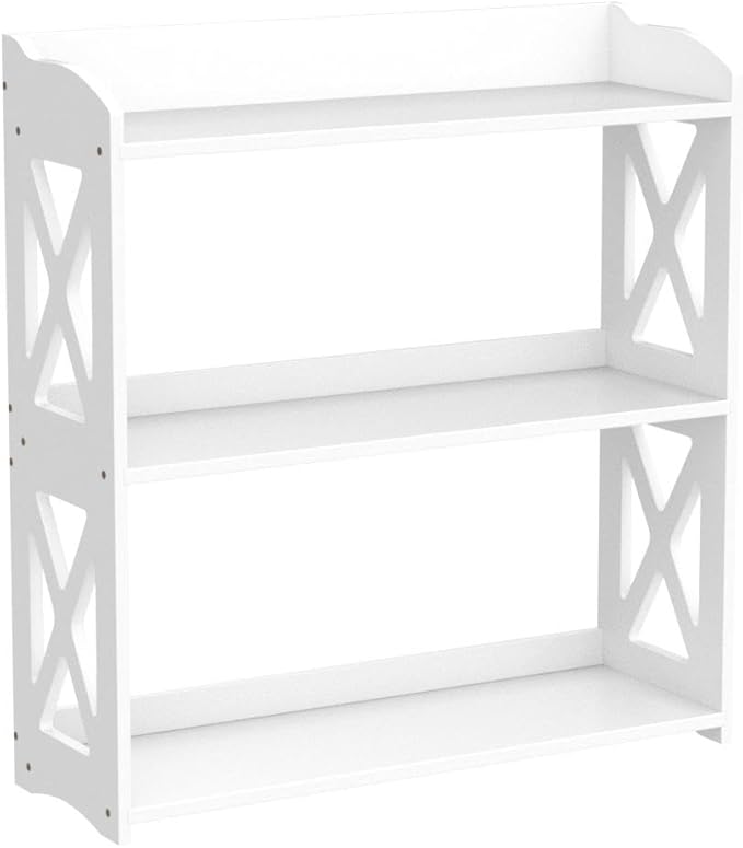 White Bookshelf, Small Bookshelf for Small Spaces, White Bookcase for Bedroom, Small Book Shelf Bedroom, Living Room and Office (White, 3 Tier)