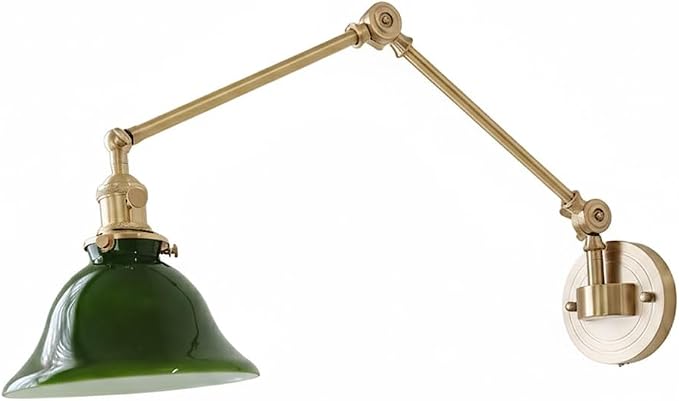 Wall Lamp Brass Swing Arm Wall Sconce Lighting, Industrial Adjustable Lamp, Vintage Reading Foldable Light Fixture Retro Long