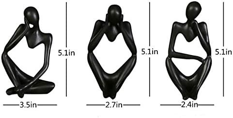 Asng Resin Thinker Style Abstract Sculpture Statue Collectible Figurines Home Office Bookshelf Desktop Decor (Black,Left, Small)