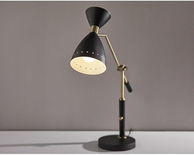 Adesso 4282-01 Oscar Adjustable Desk Lamp, 31.75 in., 40W, Black w/Antique Brass, 1 Table Lamp