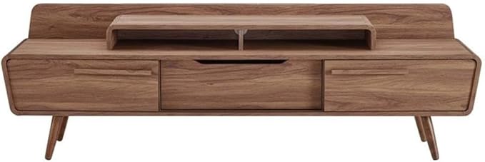 Modway Omnistand 74" Mid-Century Modern Low Profile Media Console Entertainment TV Stand in Walnut