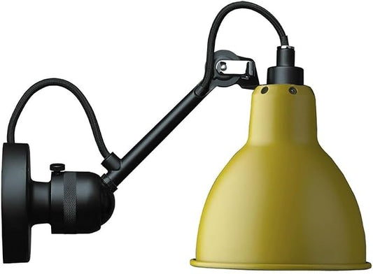 Adjustable Swing Arm Sconce Light Retro Metal Lamp Vintage Industrial Lantern for Kitchen, Living Room, Bedroom,Yellow-Short arm