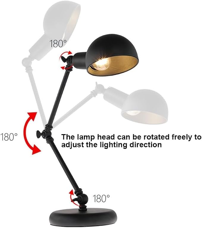 Desk Lamp, Adjustable Gooseneck Architect Table, E27 Retro Desk Reading Swing Arm Desk Lights Bedside Night Stand for Bedroom End Table Study Room Office Lighting Fixtures