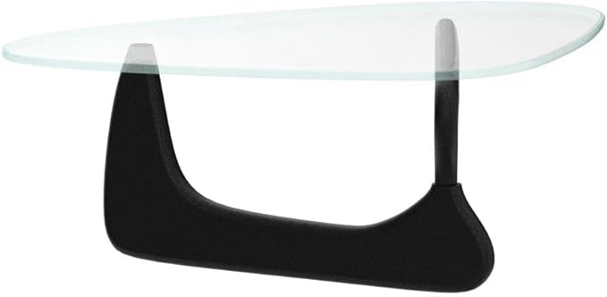 Coffee Tables for Living Room, Small Oval Center Table with Triangle Tempered Glass Top, Solid Legs, Tea Table for Office Small Space
