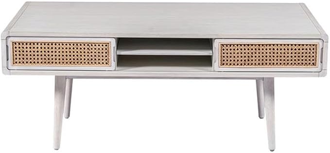 Boraam Cambria Coffee Table - Zebrano Whitewash/Natural Cane