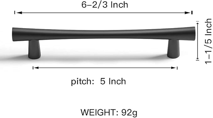 YAGU 10 Pack Dark Gray Solid Cabinet Pulls, 5 inch Hole Center, Kitchen Drawer Handles Black Nickel Hardware for Furniture Dresser Wardrobe Closet Cupboard Vanity
