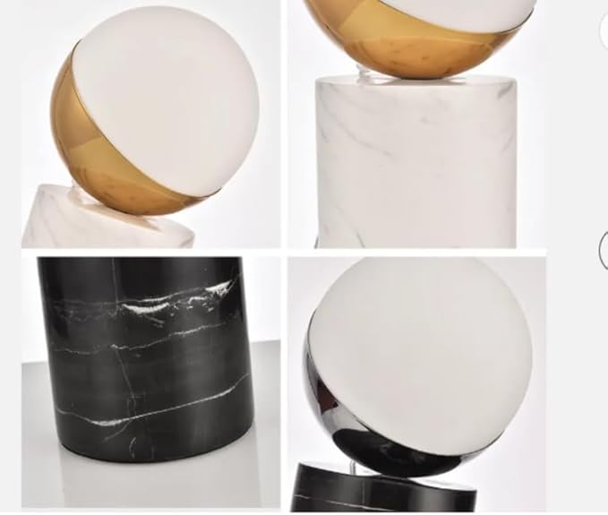 Luminara Glass & Marble Globe Table Lamp | Modern Table Lamp for Living Room, Bedroom & Office | Elegant Marble Base & Glass Globe Shade | Stylish Decorative Lighting