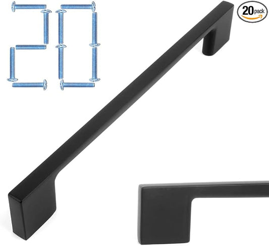 KOOFIZO 20 Pack 6-1/4 Inch Matte Black Kitchen Cabinet Pulls Black Cabinet Handles Black Cabinet Hardware for Kitchen Cabinets Drawer P01 Dresser Cupboard Bedroom Bathroom