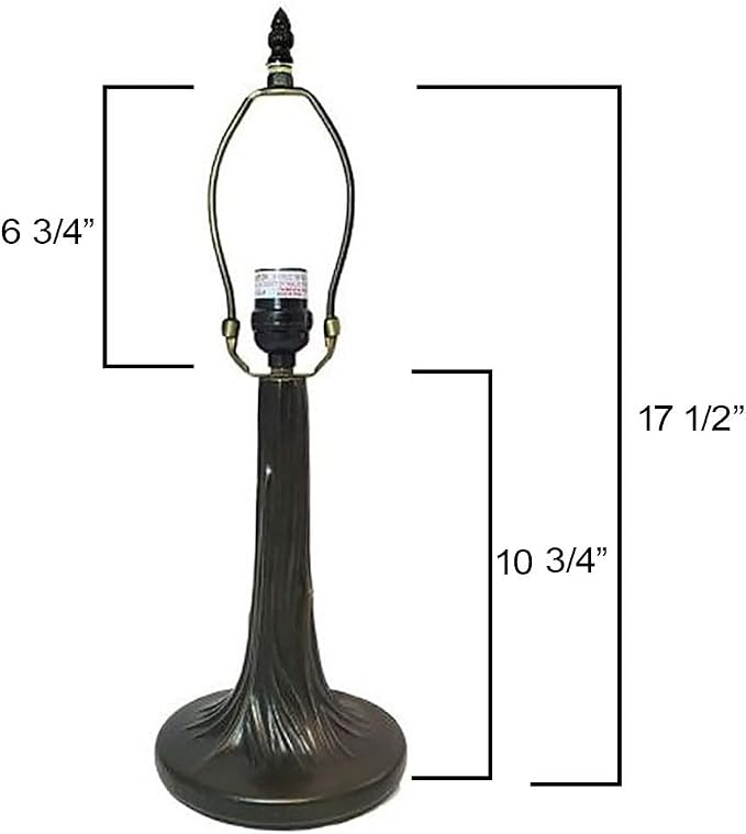 Rainbow Art Glass Tree Trunk Metal Lamp Base, Dark Bronze Finish with Gold Highlights, Nicely Weighted, 17.5" Tall