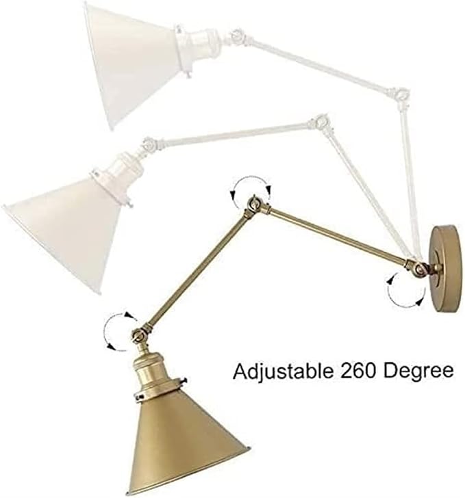 Adjustable Swing Arm Wall Lamp Iron Sconce Light Industry Retro Metal Loft Indoor V-intage E27 Bedside Bedroom Reading Living Room Dining,Luxury