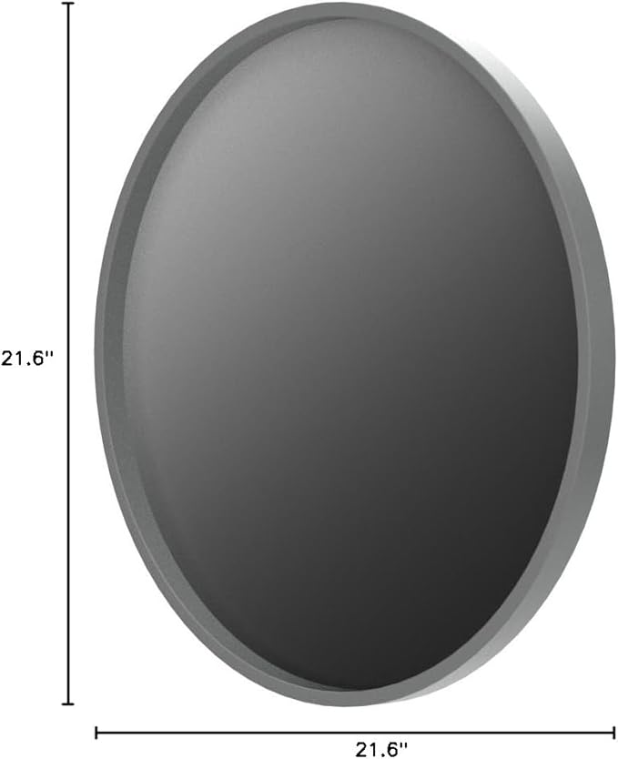 Kate and Laurel Travis Round Wood Wall Vanity Mirror, 22 Inch Diameter, Gray, Modern Circle Mirror for Use as Bathroom Mirror for Over Sink or Accent Entryway Mirror